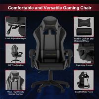 Mahmayi Black and Grey HYG-01 Gaming Chair with High Resilience Cushion Ergonomically Built, with Reclining Feature, for Home Study & Gaming