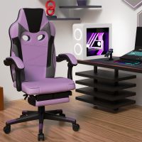 Mahmayi C458 High Back Black & Violet Video Gaming Chair with PU Leatherette