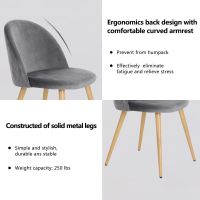 Mahmayi HYDC019 Velvet Grey Dining Chair for Living Room - Pack of 2