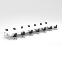 Shared Structure 14 Seater in White Color with No Dividers without Drawers with Mesh Chairs and Worktop W120cm x D60cm