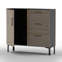 Mahmayi Modern Chest of Drawer with 3 Drawers and Single Door Storage Ferro Bronze Mfc and Black Ideal for Office, Home, Bedroom, Living Room