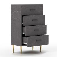 Mahmayi Modern Chest of Drawer with 4 Storage Drawers Anthracite Jura Slate Ideal for Office, Home, Bedroom, Living Room