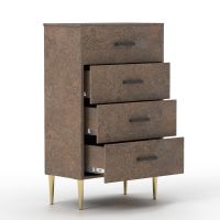 Mahmayi Modern Chest of Drawer with 4 Storage Drawers Ferro Bronze Mfc Board Ideal for Office, Home, Bedroom, Living Room