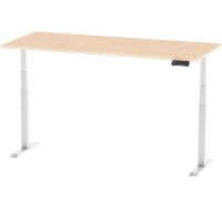 Mahmayi Flexispot Standing Desk Dual Motor 3 Stages Electric Stand Up Desk 140cmx75cm Height Adjustable Desk Home Office Desk White Frame + Oak Desktop