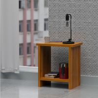 Mahmayi Modern Night Stand Table, Side Table with Open Single Shelf Ideal for Bedroom and Office, Light Walnut