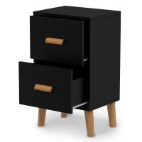 Mahmayi 303-2 Modern Wooden Side Table Storage Unit Black Melamine