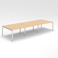 Shared Structure 6 Seater in Oak Color with No Dividers without Drawers without Mesh Chairs and Worktop W160cm x D75cm