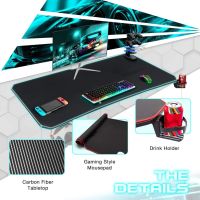 ContraGaming by Mahmayi YK V2-1060 with USB Gamepad Holder with RGB Lights Desk Gaming Table for Home Office with Headphone Hook and Cable Management and YK V2 Mouse Pad
