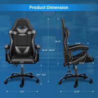 Mahmayi Gaming Chair Ergonomic Video Game Computer Chair, Backrest and Seat Height Adjustable, Swivel Recliner Chair Grey and Black for Office, Gaming Station, Home