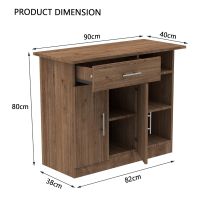 Mahmayi Modern Multifunctional Medium Height Cabinet with Single Drawer, 2 Door Storage and 3 Open Shelf Truffle Davos Oak Ideal for Hallway, Living Room, Kitchen, Bedroom