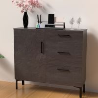 Mahmayi Modern Chest of Drawer with 3 Drawers and Single Door Storage Anthracite Jura Slate Ideal for Office, Home, Bedroom, Living Room