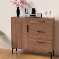 Mahmayi Modern Chest of Drawer with 3 Drawers and Single Door Storage Brown Arizona Oak Ideal for Office, Home, Bedroom, Living Room
