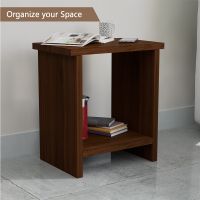 Mahmayi Modern Night Stand Table, Side Table with Open Single Shelf Ideal for Bedroom and Office, Dark Walnut