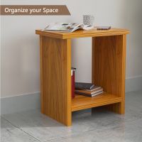 Mahmayi Modern Night Stand Table, Side Table with Open Single Shelf Ideal for Bedroom and Office, Light Walnut