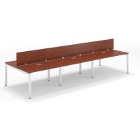 Shared Structure 6 Seater in Apple Cherry Color with Wood Dividers without Drawers without Mesh Chairs and Worktop W160cm x D60cm