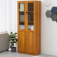 Mahmayi Carre 1123 Full Height Bookshelf Cabinet with Digital Lock Sturdy and Elegant Wooden Bookshelf Ideal for Home and Office, Light Walnut