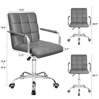 Mahmayi HYL-047 Medium Back Chair, PU Leather Executive Conference Chair, Office Meeting Room Chair - Grey