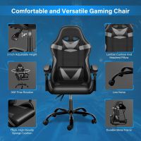 Mahmayi Gaming Chair Ergonomic Video Game Computer Chair, Backrest and Seat Height Adjustable, Swivel Recliner Chair Grey and Black for Office, Gaming Station, Home
