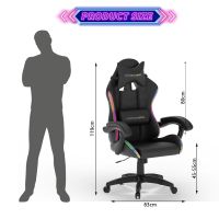 Mahmayi Black HYG-01LED LED Gaming Chair, Ergonomically Designed with RGB Lights with Adjustable Brightness, Finest Reclining Feature & Power Support USB Gaming Chairs