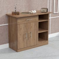 Mahmayi Modern Multifunctional Medium Height Cabinet with Single Drawer, 2 Door Storage and 3 Open Shelf Truffle Davos Oak Ideal for Hallway, Living Room, Kitchen, Bedroom