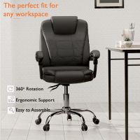 Mahmayi UL UT-C417A High Back PU Chair, Adjustable Height, 360 Degree Swivel, Caster Wheel Support Ideal for Home and Office Black