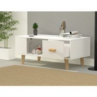 Mahmayi 302 Modern Multifunctional Coffee Table with Storage Unit - White