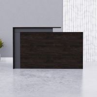 Zelda 26R001 Modern Reception Desk - Black Brown Thermo Oak