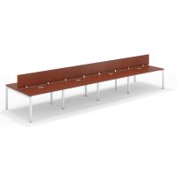 Shared Structure 8 Seater in Apple Cherry Color with Wood Dividers without Drawers without Mesh Chairs and Worktop W100cm x D75cm