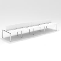 Shared Structure 8 Seater in White Colorwith Wood Dividers without Drawers without Mesh Chairs and Worktop W160cm x D75cm