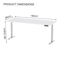 Mahmayi Flexispot Standing Desk Dual Motor 3 Stages Electric Stand Up Desk 180cmx75cm Height Adjustable Desk Home Office Desk White Frame + White Desktop