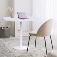 Rodo 500E White Round Table with Mel board and round base - 100cm
