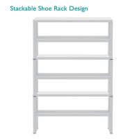 Mahmayi 2-Tier Stackable Shoe Rack, Wooden 2-Shelf Shoe Shoes Organizer Storage Shelf Ideal for Entryway Hallway, Bathroom and Living Room, White