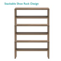 Mahmayi 2-Tier Stackable Shoe Rack, Wooden 2-Shelf Shoe Shoes Organizer Storage Shelf Ideal for Entryway Hallway, Bathroom and Living Room, Light Imperia