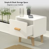 Mahmayi 303-1 Modern Wooden Side Table Storage Unit White Melamine Pack of 2