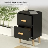 Mahmayi 303-2 Modern Wooden Side Table Storage Unit Black Melamine