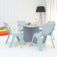 Mahmayi CH01 Ergonomic Child Desk(80X50) Light Grey with 4 X CHC1 Child Plastic Chair Light Grey Combo