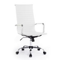 Ultimate 031H Eames Replica Ribbed PU Chrome Highback Chair - White