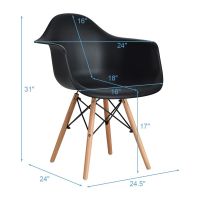 Ultimate Eames Style DAW ArmChair - Black