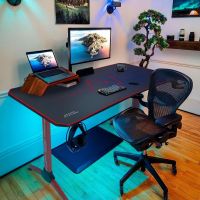ContraGaming by Mahmayi Gaming Table MY 1160 Red with Gamepad Holder Cable Management with Carbon Fiber Top with AM K5 Pro Headset Combo
