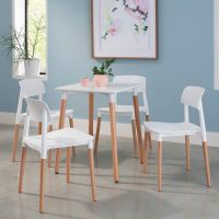Mahmayi TJ HYL-088 PP Chair with Wooden Legs for Indoor, Outdoor & Dining Chair - White