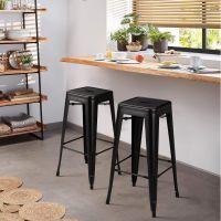 Mahmayi HYX504 Metal Stackable Bar-Home Kitchen Stool - Black