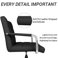 Mahmayi HYL-047 Medium Back Chair, PU Leather Executive Conference Chair, Office Meeting Room Chair - Black