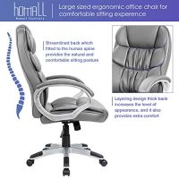Mahmayi High Back Office Chair, Adjustable Height, Swivel Task Chair with Padded Armrests and Lumbar Support Grey for Office, Meeting Room, Home, Living Room