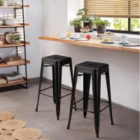 Mahmayi TJ HYX504 Metal Stackable Bar Chairs for Indoor, Outdoor & Kitchen Chair - Black (Set of 4)