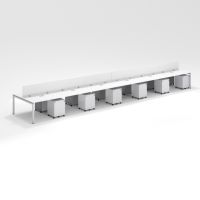 Shared Structure 12 Seater in White Colorwith Wood Dividers with Drawers without Mesh Chairs and Worktop W160cm x D75cm