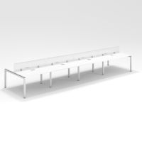 Shared Structure 8 Seater in White Color with Polycarbonate Dividers without Drawers without Mesh Chairs and Worktop W120cm x D75cm