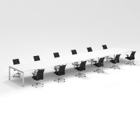 Shared Structure 12 Seater in White Color with No Dividers without Drawers with Mesh Chairs and Worktop W160cm x D60cm
