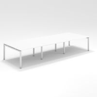 Shared Structure 6 Seater in White Color with No Dividers without Drawers without Mesh Chairs and Worktop W100cm x D75cm