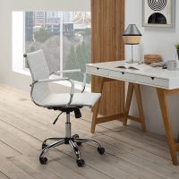 Ultimate 031L Eames Replica Ribbed PU Chrome Lowback Chair - White