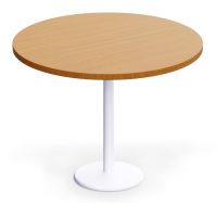 Rodo 500E Light Walnut Round Table with white round base - 100cm